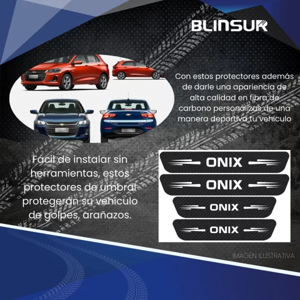 Sticker Protección De Estribos 4 Puertas Chevrolet Onix