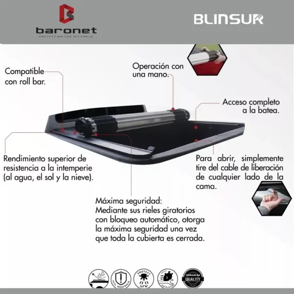 Tapa Cubre Batea Roll Up Para Toyota Hilux 2016 - 2024