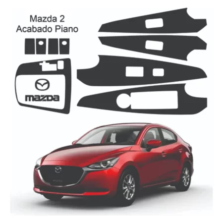 Kit Proteccion Acabado Negro Piano Panel/4 Puertas Mazda 2 - Image 3
