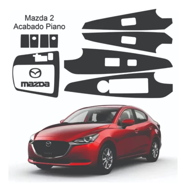 Kit Proteccion Acabado Negro Piano Panel/4 Puertas Mazda 2