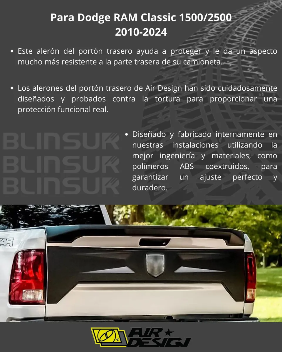 Tailgate Spoiler Dodge Ram Classic 1500 2500 2010-2024 - Image 3