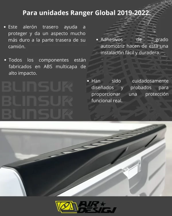 Tailgate Spoiler Para Ford Ranger Global 2019 - 2022