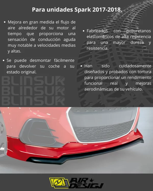 Spoiler Delantero Con Splitter Chevrolet Spark 2017 - 2018