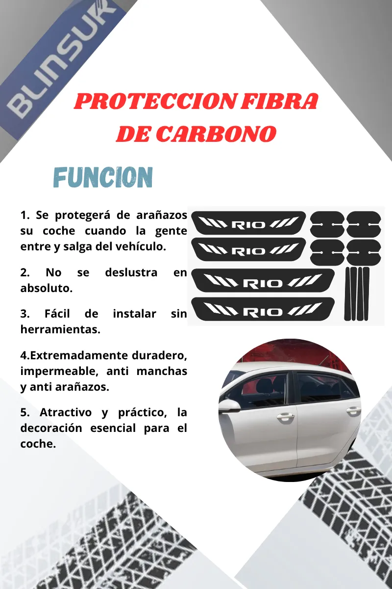 Kit Combo Proteccion Fibra De Carbono Para Kia Rio - Image 3