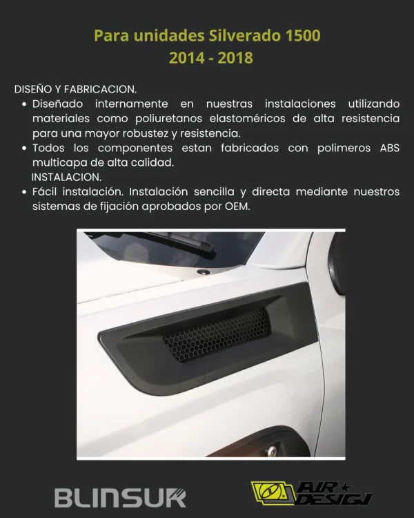 Toma De Aire Salpicadera Airdesign Chevrolet Silverado 16-18