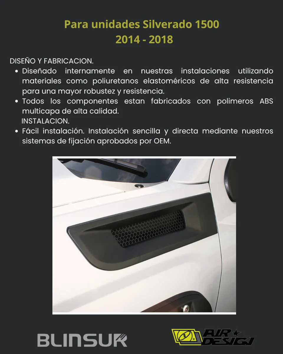 Toma De Aire Salpicadera Airdesign Chevrolet Silverado 16-18 - Image 3