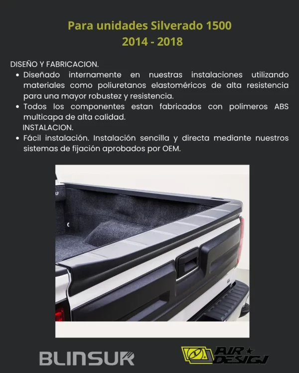 Spoiler Trasero De Tapa Airdesign Chevrolet Silverado 14-18