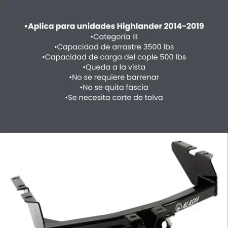 Tirón De Enganche Toyota Highlander 2014-2019 Negro - Image 3