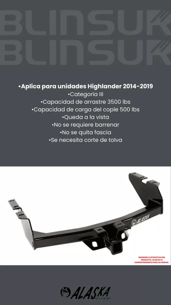 Tirón De Enganche Toyota Highlander 2014-2019 Negro