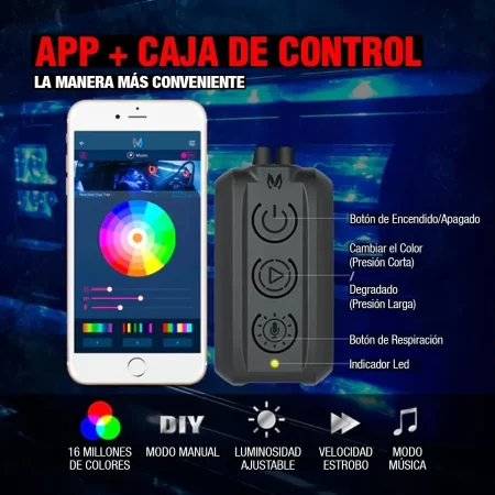 Barra Luz Led 22 PuLG Mictuning Jeep Rzr Can Am Magical Rgbw - Image 3