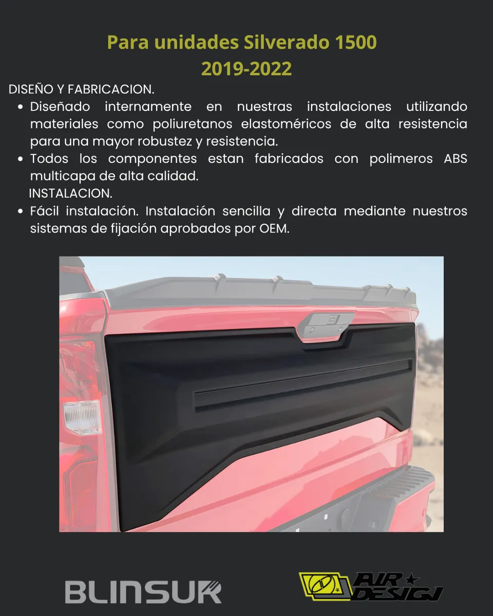 Aplique Trasero De Tapa Airdesign Chev. Silverado 2019-2022 - Image 3