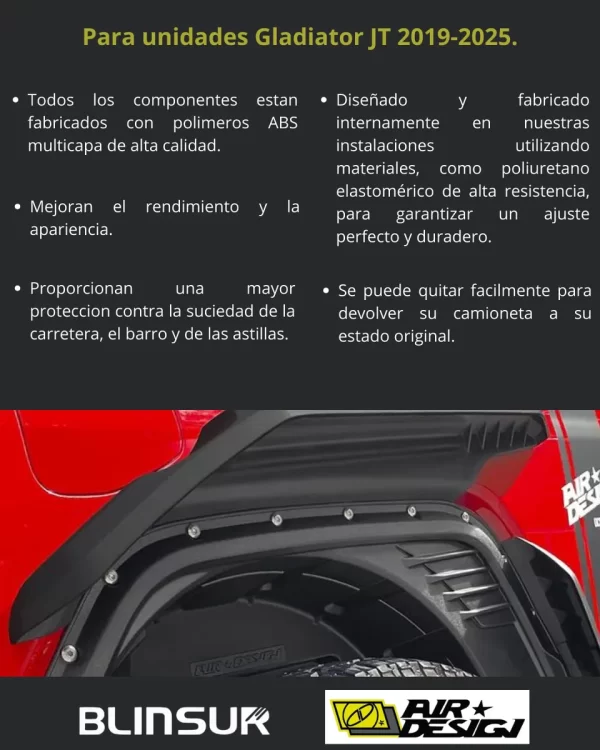 Cantoneras Airdesign Jeep Gladiator Jt 2019-2025 Mud Flaps