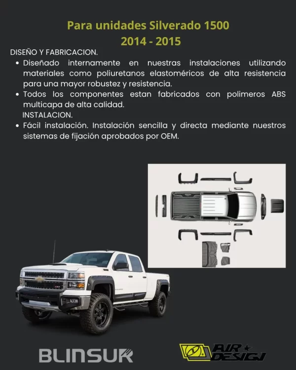 Kit Off Road Chev Silverado 1500 Caja Corta 2014-2015