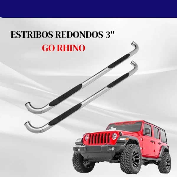 Estribos Redondos 3  Go Rhino Jeep Wrangler Jl 18-22 (4p)