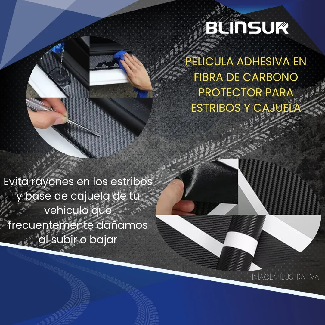 Protección Fibra De Carbono Para Estribos Y Cajuela Genérico - Image 3