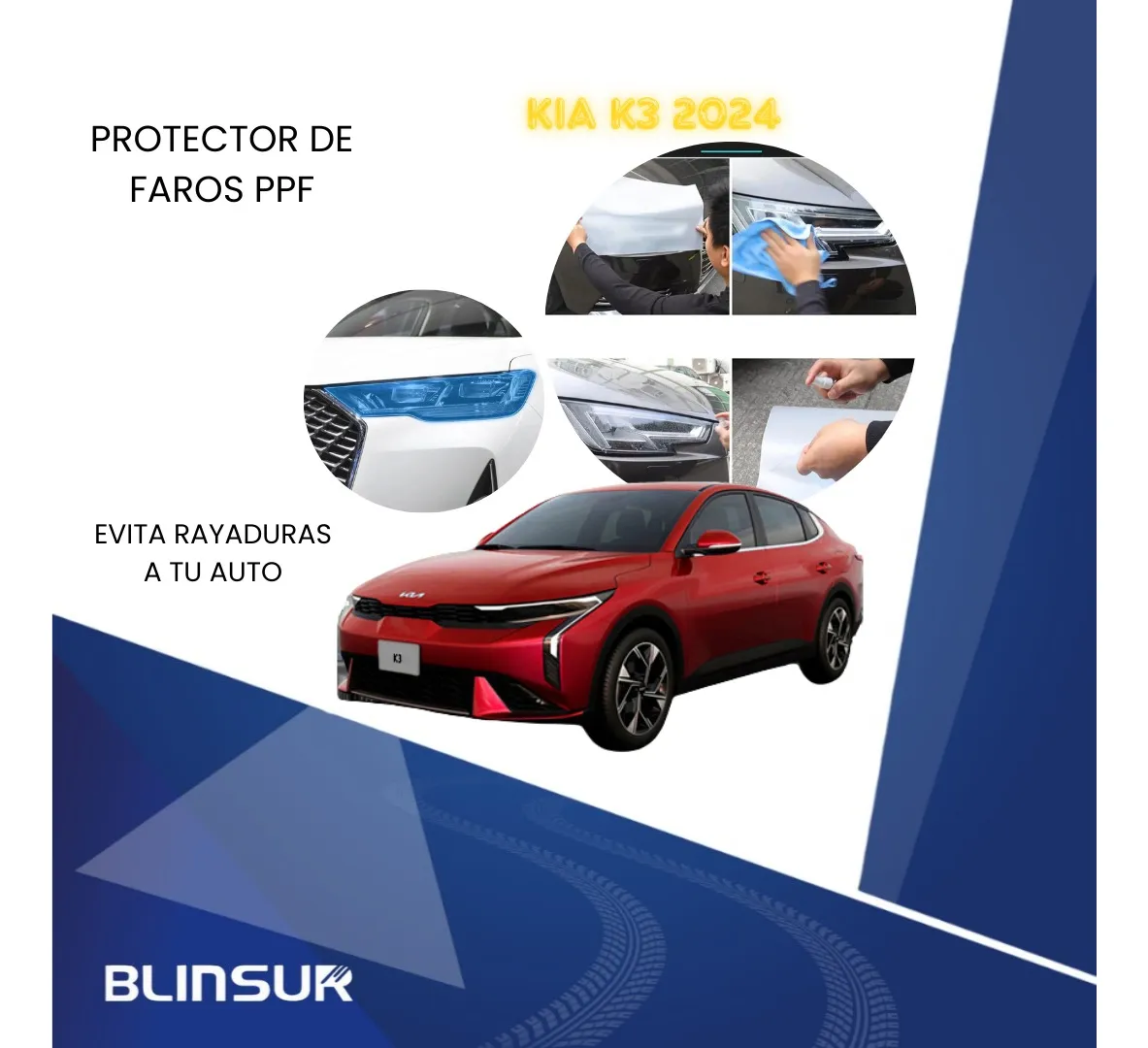 Sticker Protección Ppf Faros Kia K3 2024 Sedan - Image 3