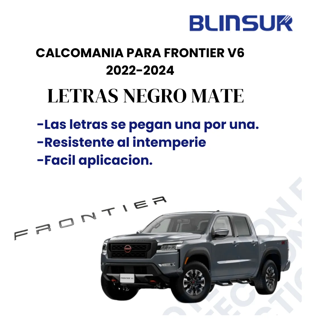 Letras Negro Mate Tapa Batea/parrilla Frontier V6 2022-2024 - Image 3
