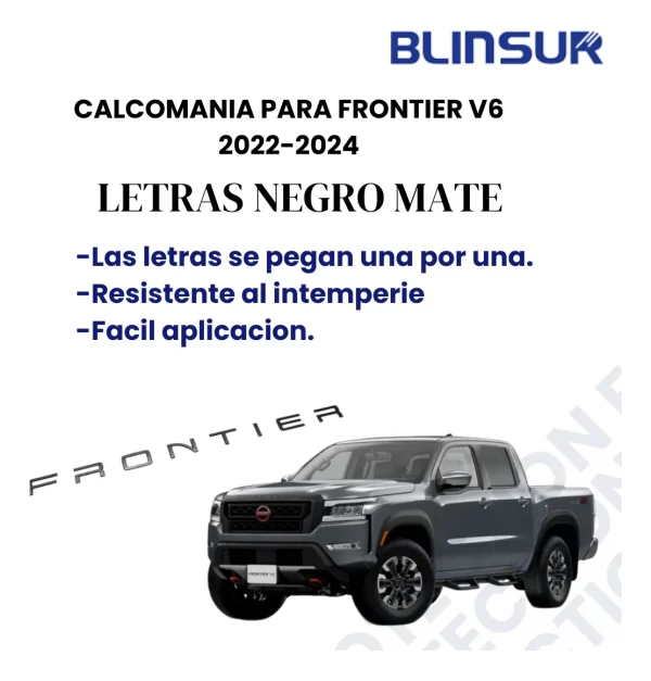 Letras Negro Mate Tapa Batea/parrilla Frontier V6 2022-2024