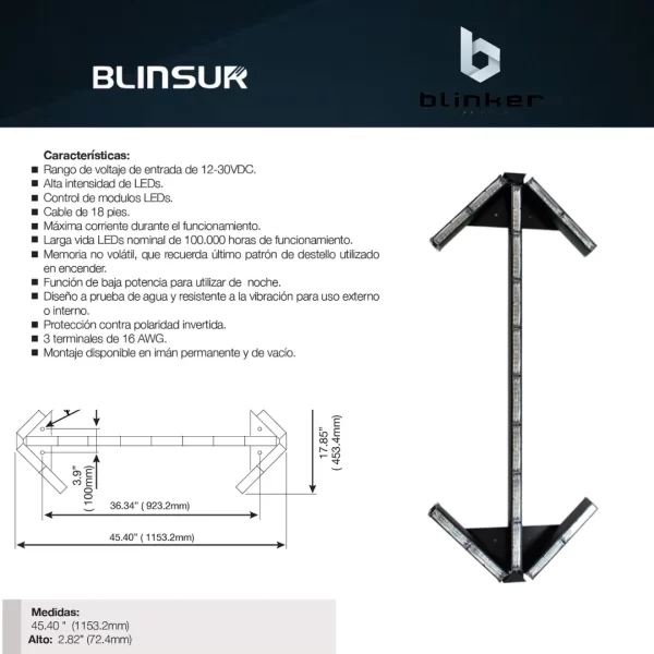 Barra De Trafico De Emergencia 96 Leds Luz Ambar Blinker