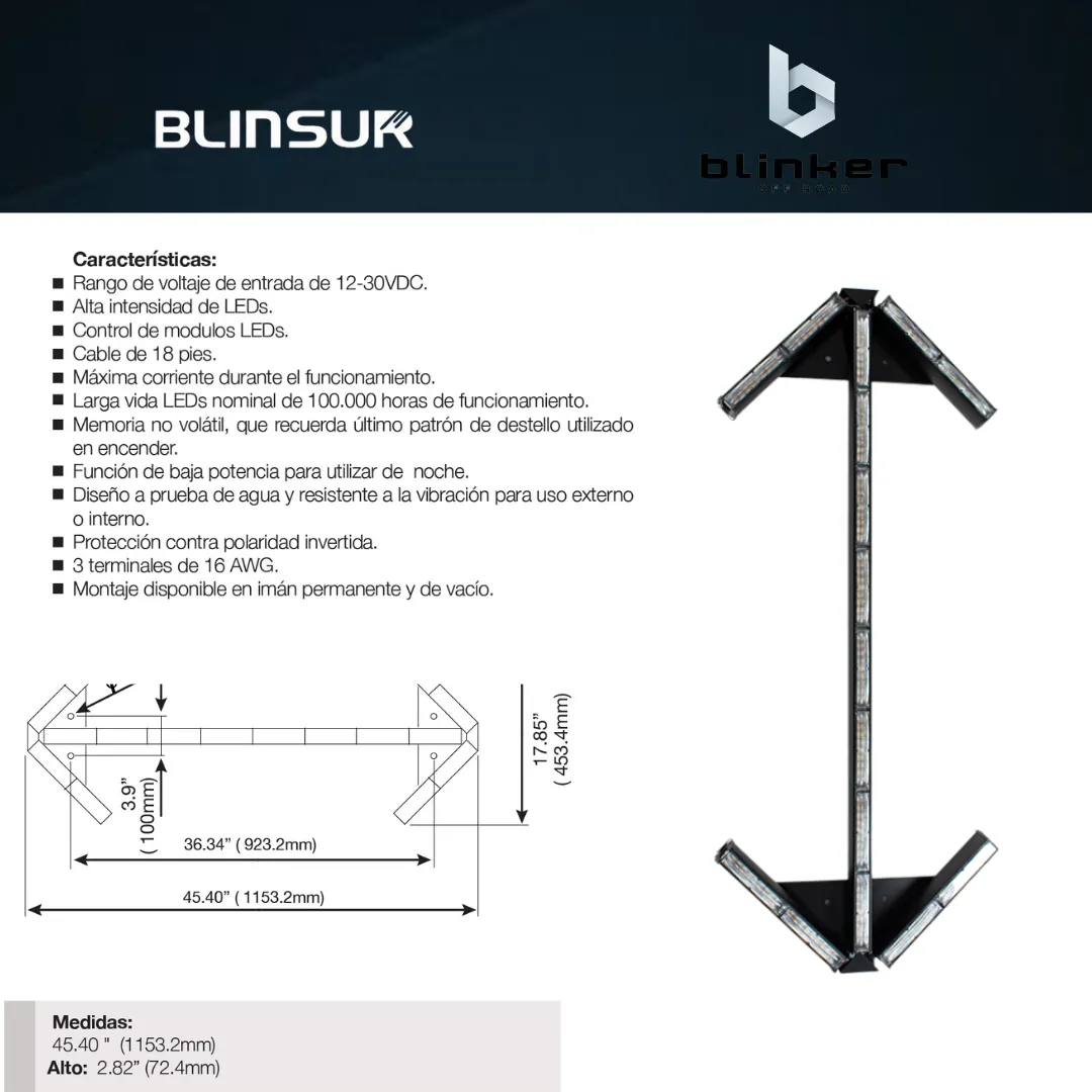 Barra De Trafico De Emergencia 96 Leds Luz Ambar Blinker - Image 3