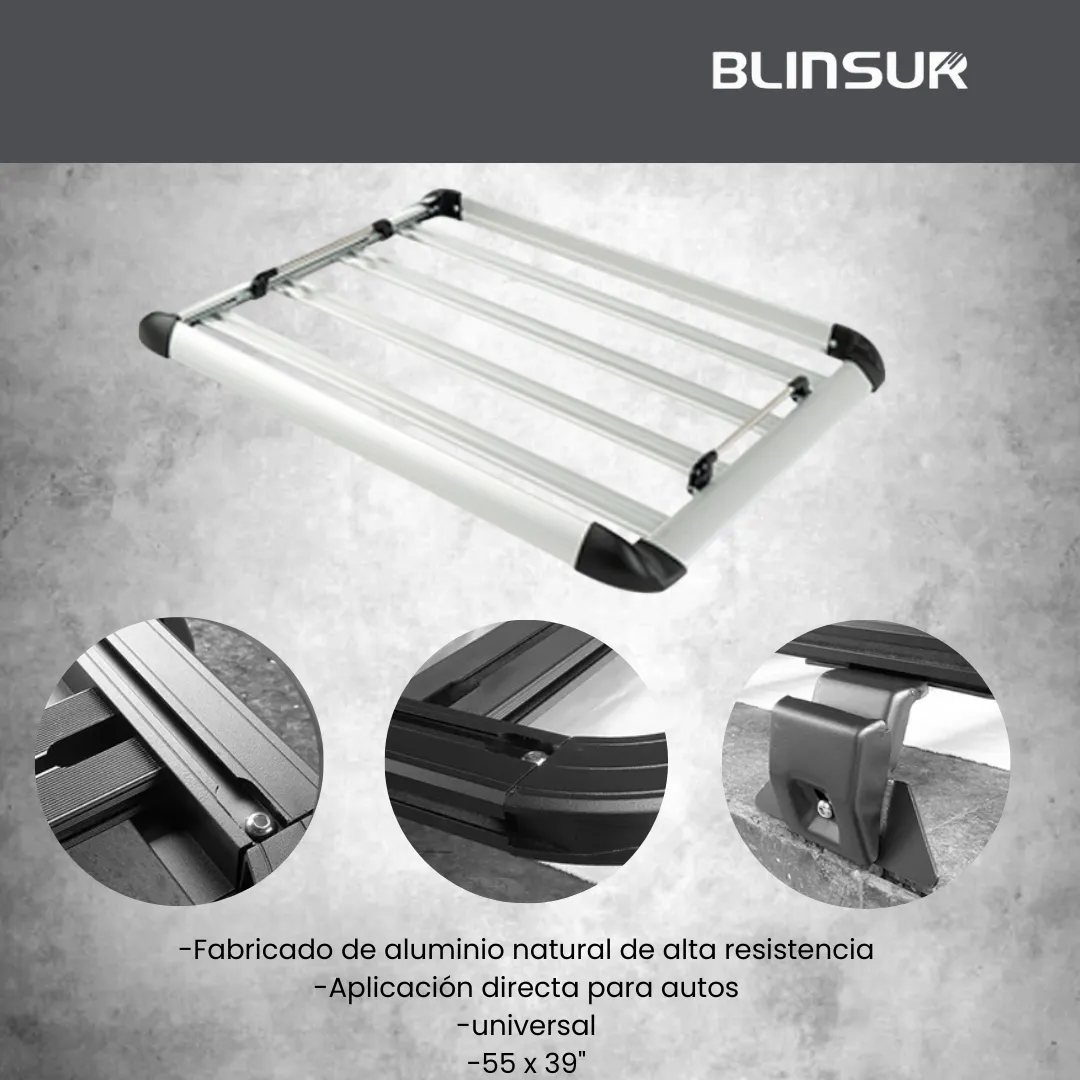 Canastilla Porta Equipaje Universal 55x39 Aluminio Natural - Image 3