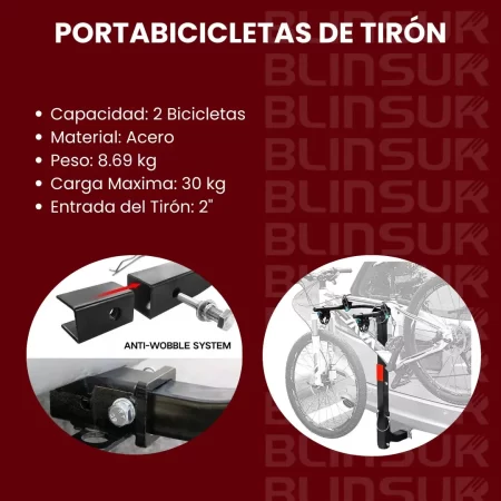 Portabicicletas De Tiron Para 2 Bicicletas Carga De 30 Kg - Image 3