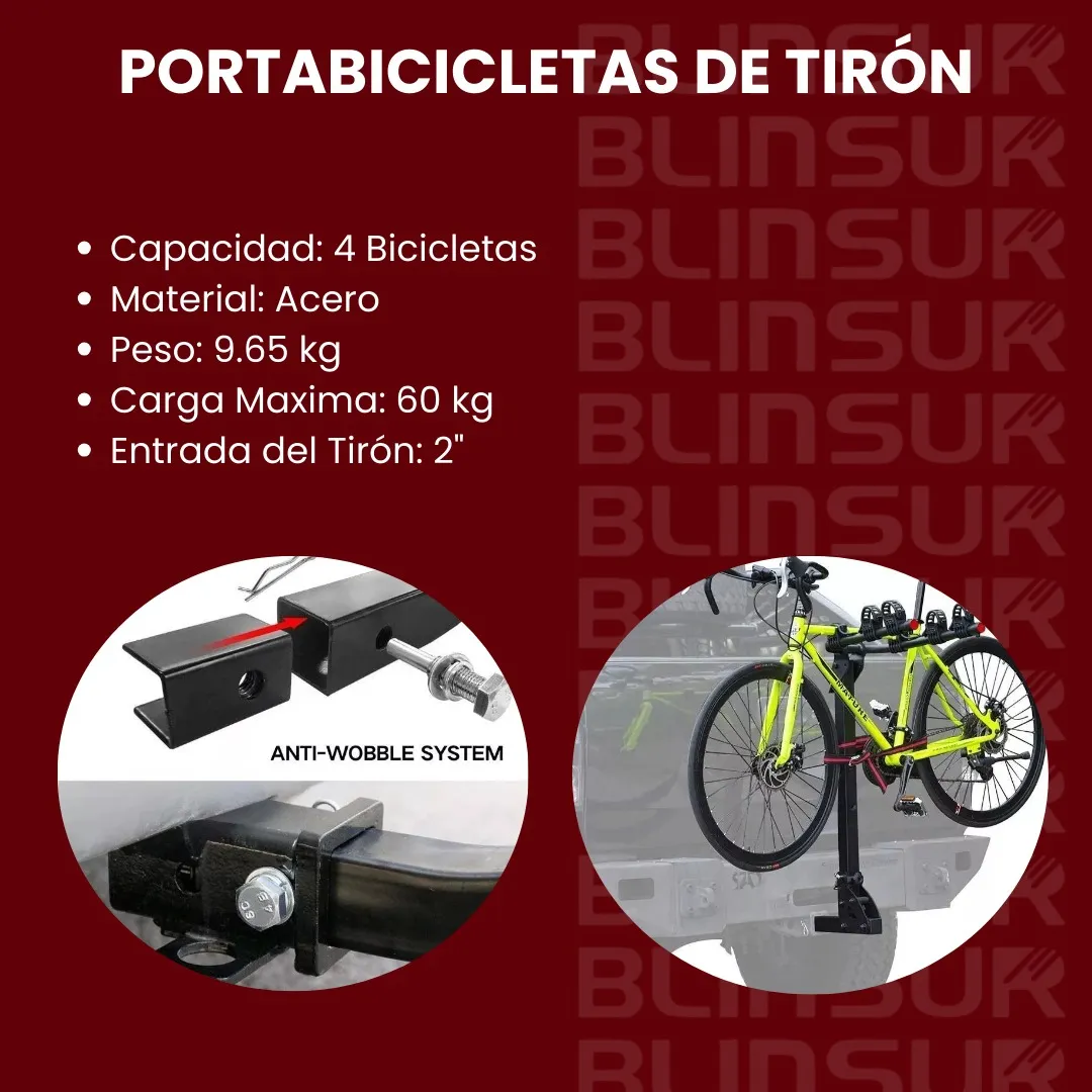 Portabicicletas De Tiron Para 4 Bicicletas Carga De 60 Kg - Image 3