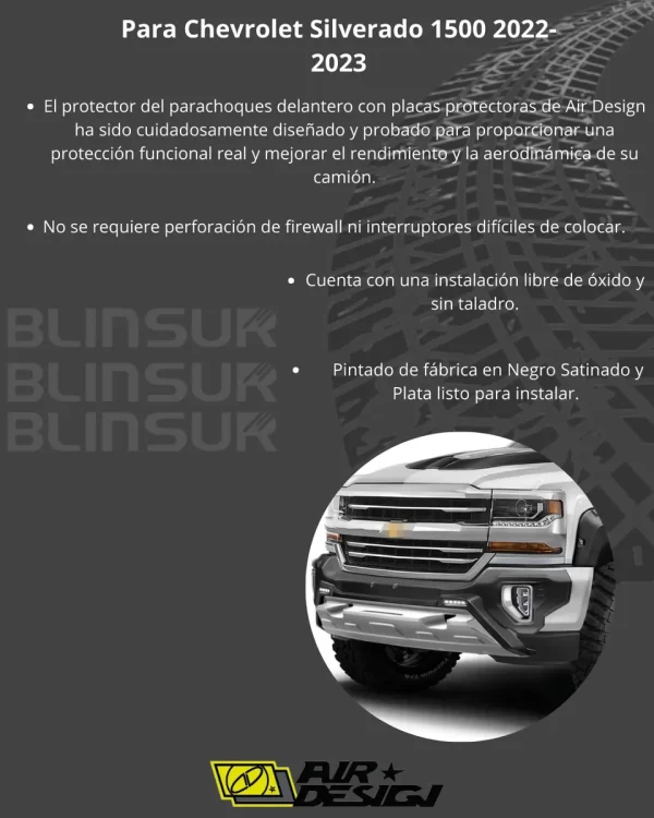 Bumper Fascia Delantera Air Design Silverado 2022 - 2025