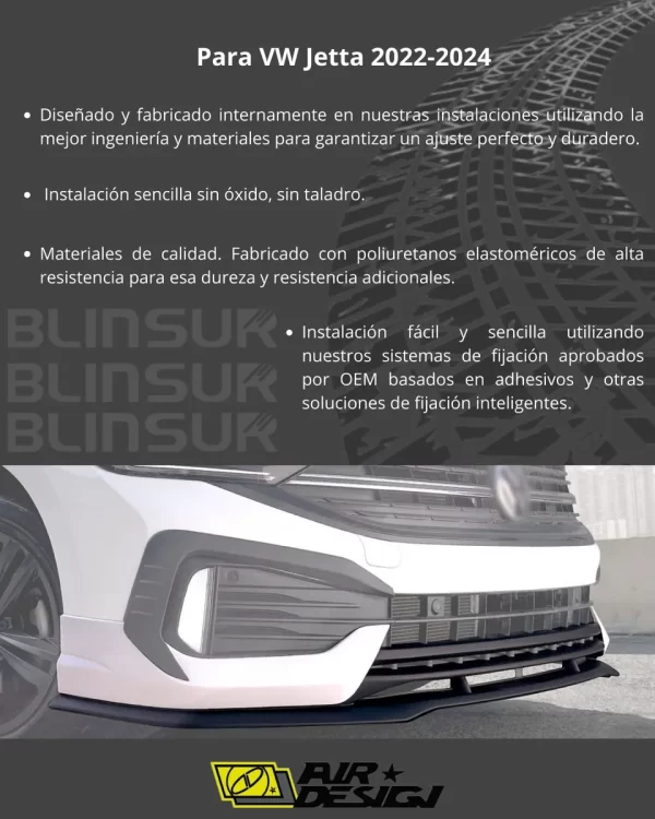 Spoiler Delantero Con Splitter Vw Jetta 2022 - 2024