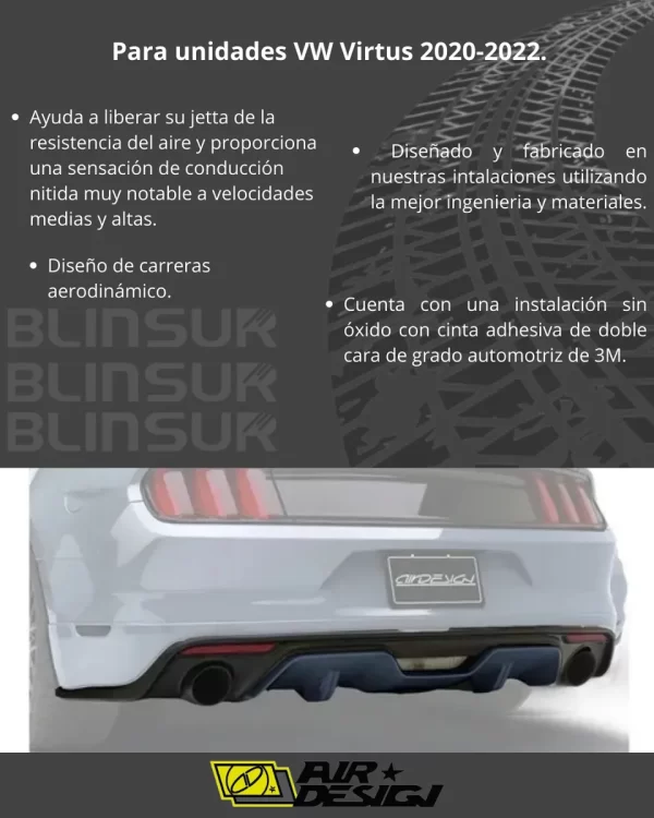 Spoiler Trasero Con Difusor Para Virtus 2020 - 2022