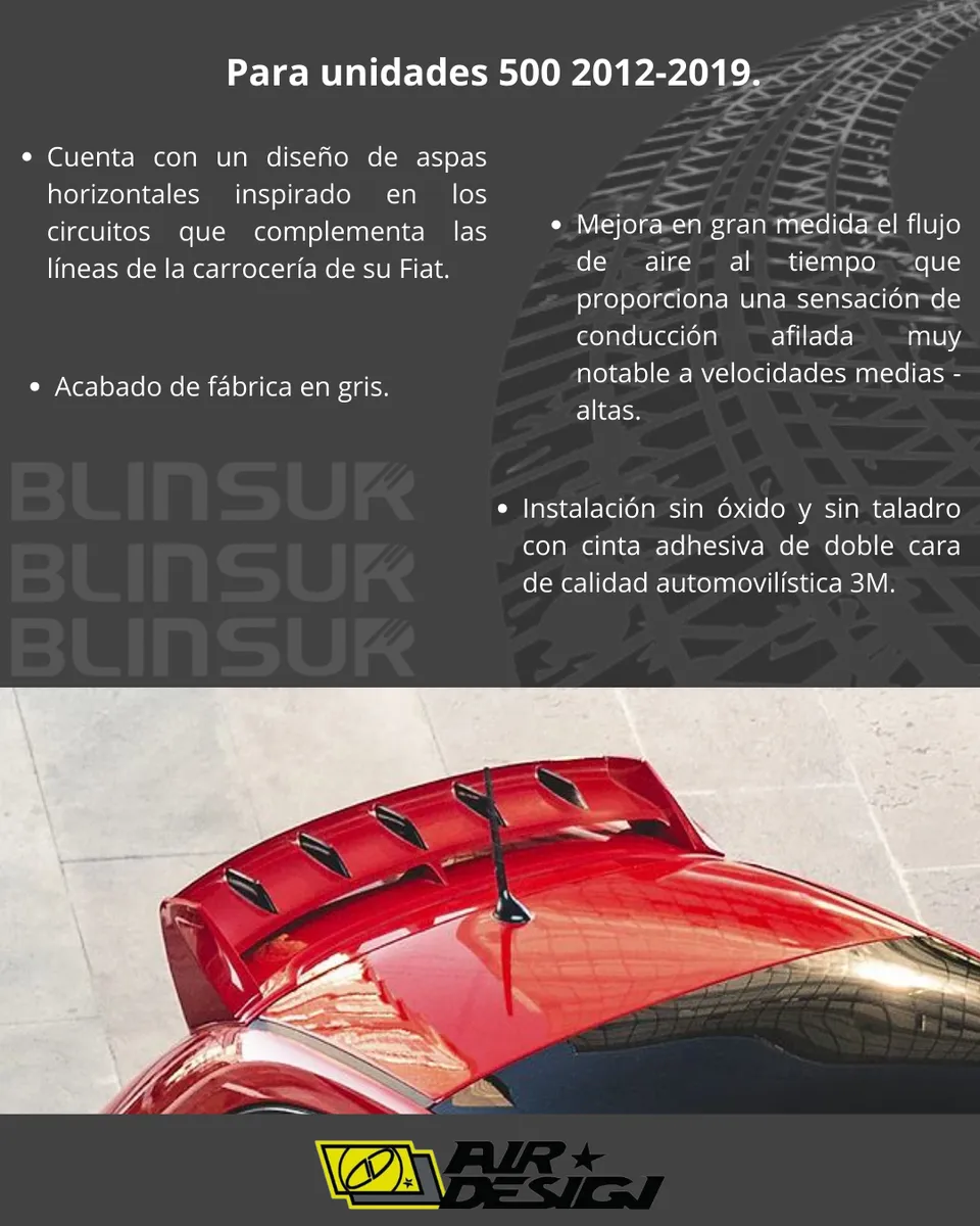 Alerón De Techo Para Versiones Abarth Fiat 500 2012 - 2019 - Image 3