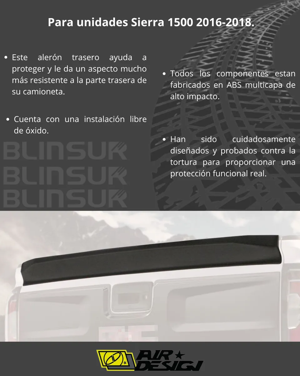 Tailgate Spoiler Gmc Sierra 1500 2016 - 2018 - Image 3