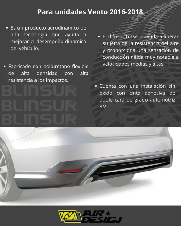 Spoiler Trasero Difusor Vw Vento 2016 - 2018