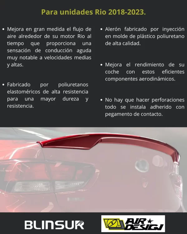 Alerón De Bajo Perfil Kia Rio 2018 - 2023