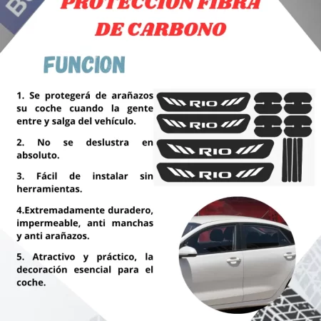 Kit Combo Proteccion Fibra De Carbono Para Kia Rio - Image 3