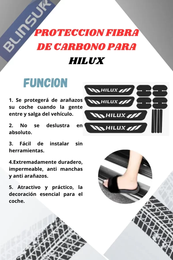 Kit Combo Proteccion Fibra De Carbono Para Hilux