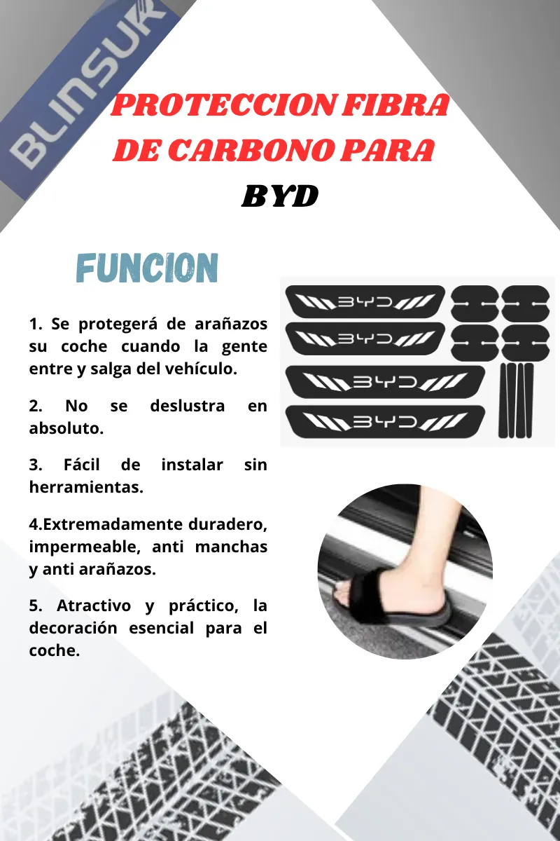 Kit Combo Proteccion Fibra De Carbono Para Byd - Image 3