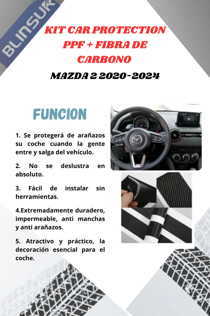 Kit Car Ppf Y Fibra De Carbono Mazda 2 2020-2024 - Image 3