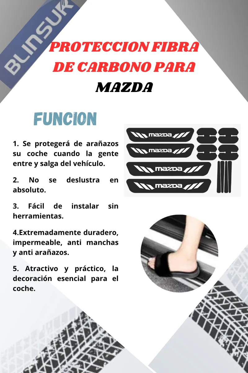 Kit Combo Proteccion Fibra De Carbono Para Mazda - Image 3
