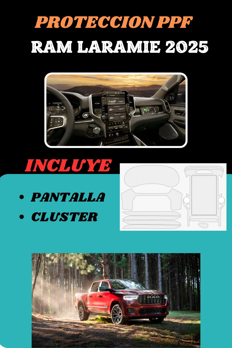 Protección Ppf Pantalla Y Clúster Para Ram Laramie 2025 - Image 3