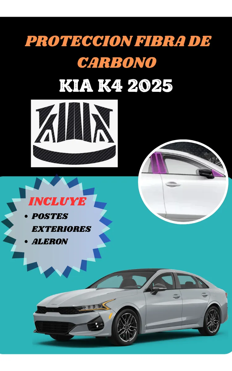 Proteccion Fibra De Carbono Postes Y Aleron Para Kia K4 2025 - Image 3