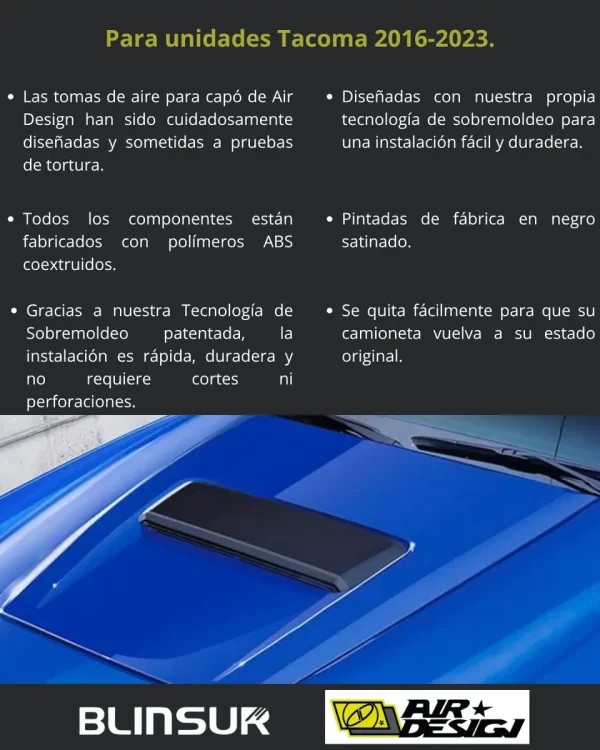 Toma De Aire Para Toyota Tacoma 2016-2023 Airdesign