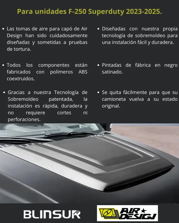 Toma De Aire Para Ford F-250 Superduty 2023 - 2025 Airdesign
