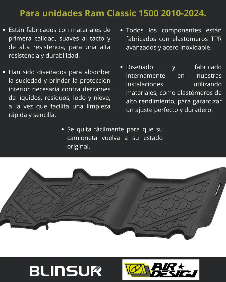 Juego Tapetes Delantero Y Trasero Ram Classic 1500 2010-2024 - Image 3