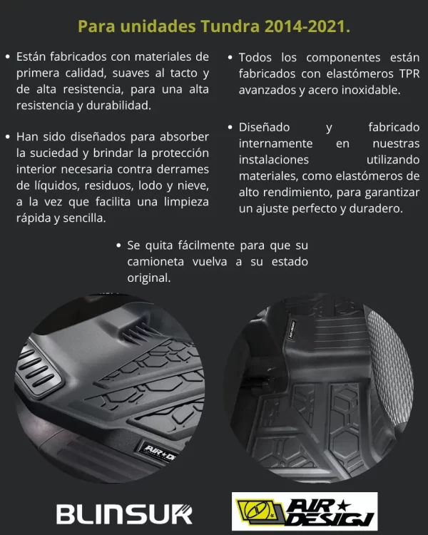 Juego De Tapete Delantero Y Trasero Toyota Tundra 2014-2021