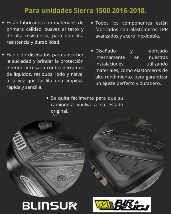 Juego De Tapetes Delanteros Gmc Sierra 1500 2016-2018