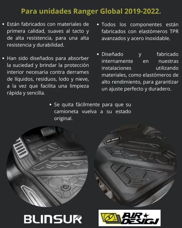 Juego De Tapetes Delanteros Ford Ranger Global 2019-2022