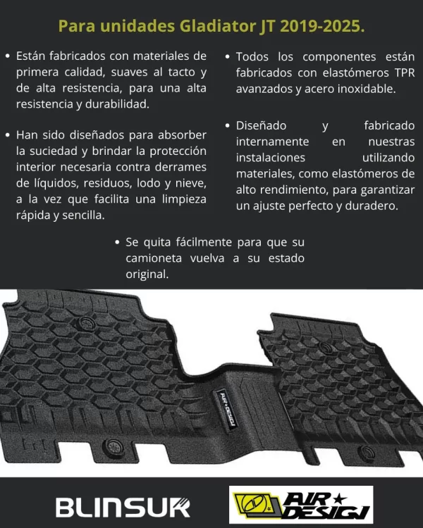 Juego Tapetes Delantero Y Trasero Jeep Gladiator 2019-2025