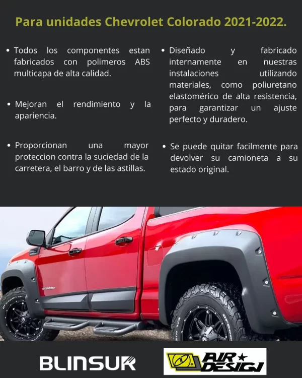 Juego Cantoneras Caja Corta Chevrolet Colorado 2021-2022