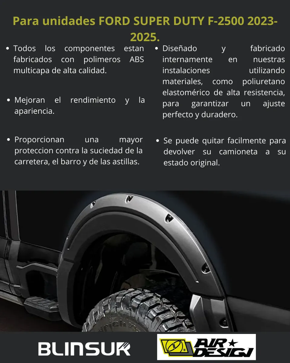 Juego Cantoneras Lisos Ford Super Duty Caja Chica 2023/2025 - Image 3